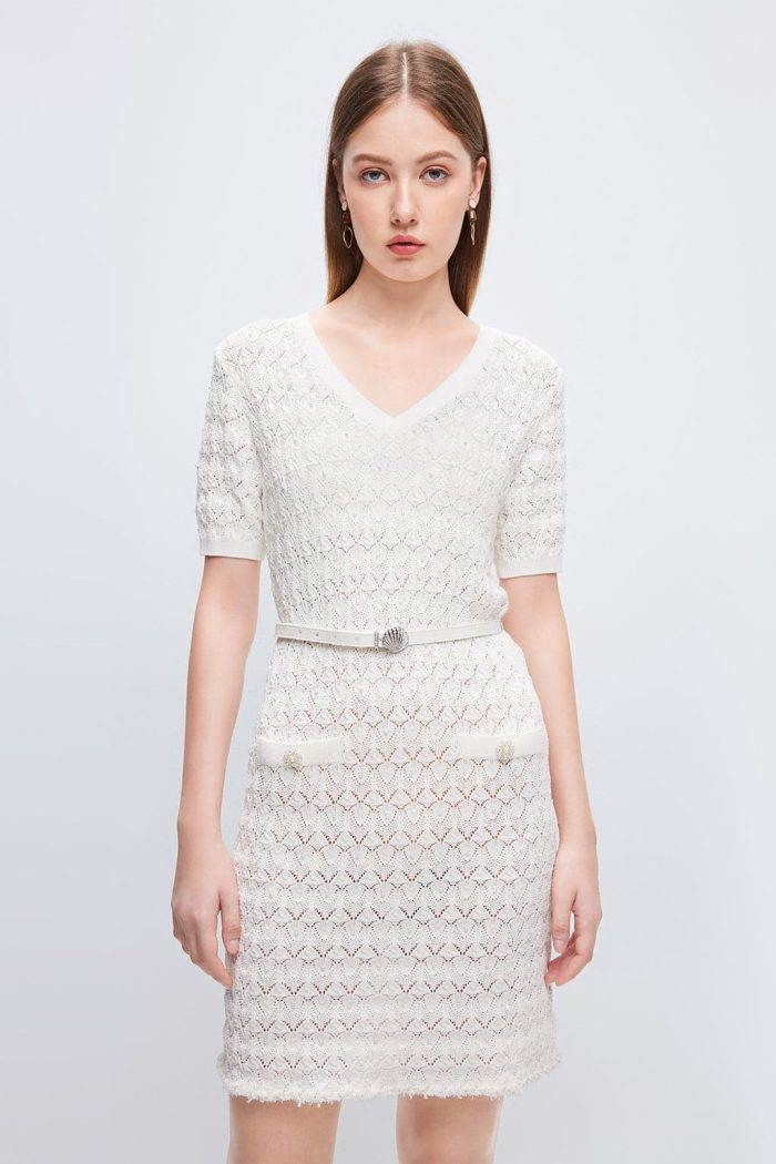 V-Neck Dress With Beaded Embellishment - immagine 5