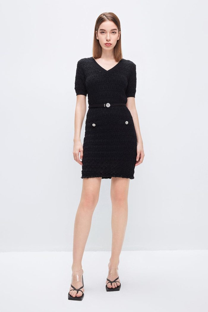 V-Neck Dress With Beaded Embellishment - immagine 3