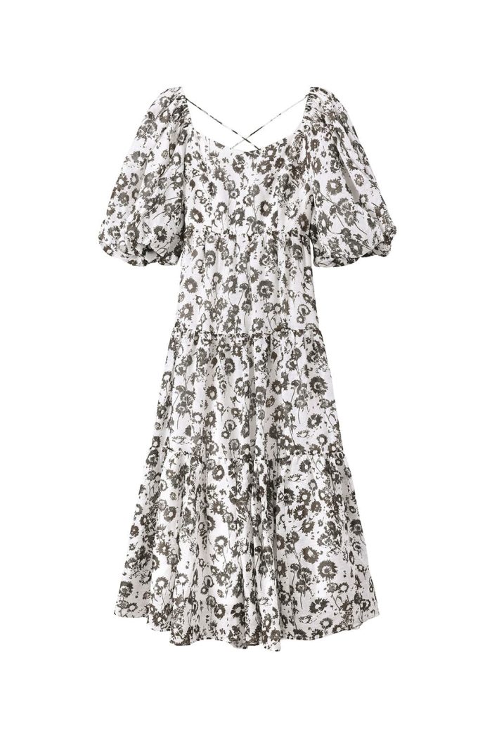 Silk Linen Blend Print Vintage Lace Dress - immagine 4
