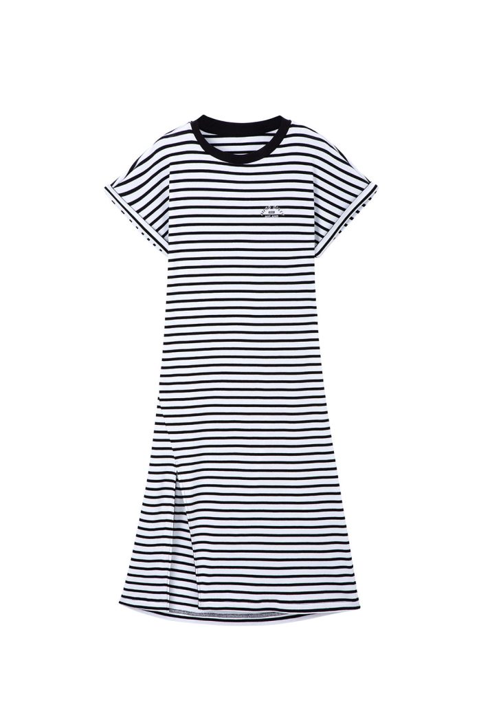Cotton Contrast Stripe Slit Dress - immagine 4